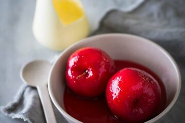 citrus poached plums
