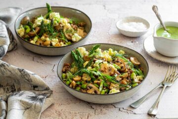 Mushroom Grain Bowls with Green Goddess Dressing