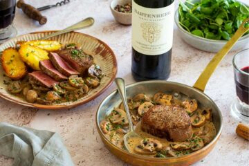 , Portabellini Mushroom ,Steak Diane , , Hartenberg Cabernet Sauvignon Shiraz Blend
