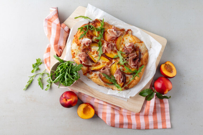 Grilled Nectarine, Prosciutto & Mozzarella Flatbread
