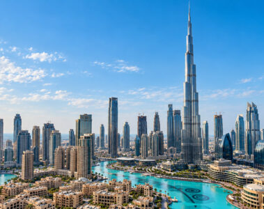 Dubai Skyline and Burj Khalifa Lake